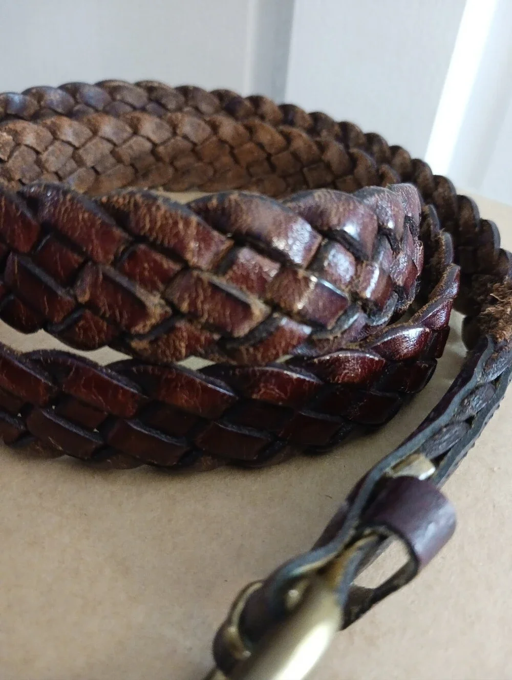 Surcingle Belt Stamped With Bowtie Shape Brass?? Buckle Size 23 26 , Fading Wear